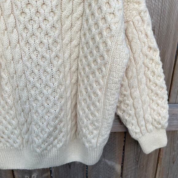 Vintage Gaeltarra Cardigan Sweater New Wool Irish Knit Cable Knit Cream Large - Picture 8 of 10